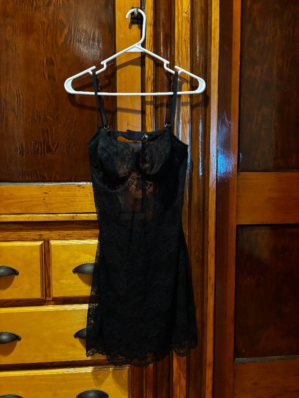 Victoria's Secret Sheer Black Floral Lace Underwire Slip Size XXL